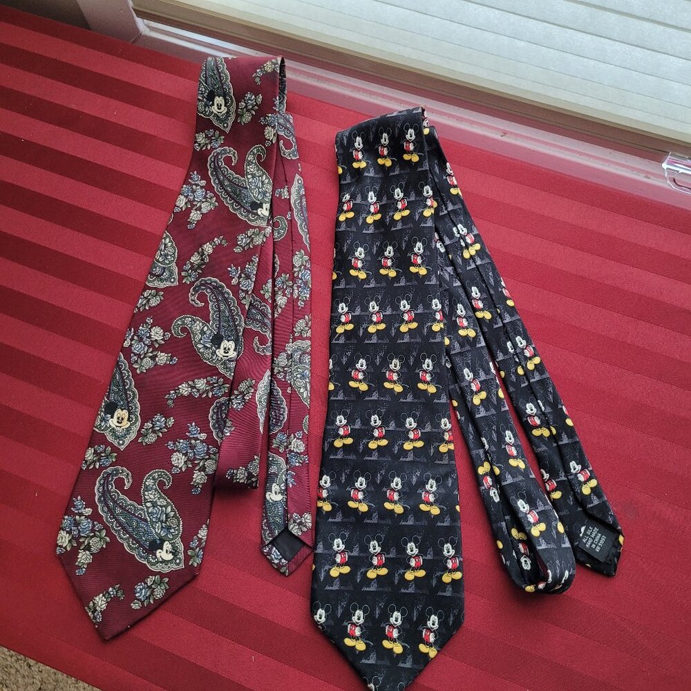 Two (2) Mickey Mouse Silk Ties